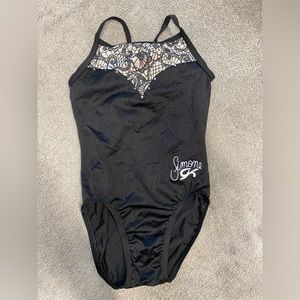 GK silver and black leotard